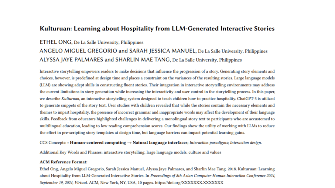 Kulturuan: Learning about Hospitality from LLM-Generated Interactive Stories